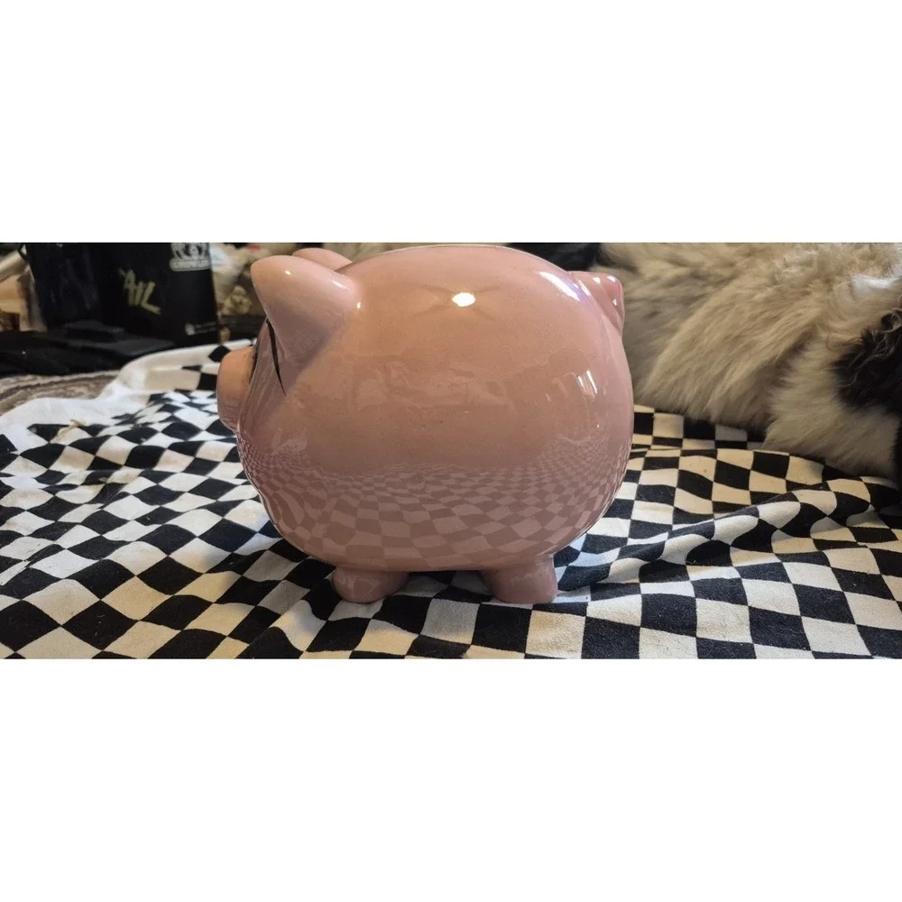 Vintage Ceramic Pink Piggy Bank Coin‎ Bank w/ Stopper Cute Decor
